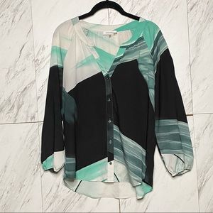 3/$60 Calvin Klein Water Paint Button Blouse SZ M